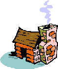 animated log cabin moving clip art with smoking fireplace chimney clipart
