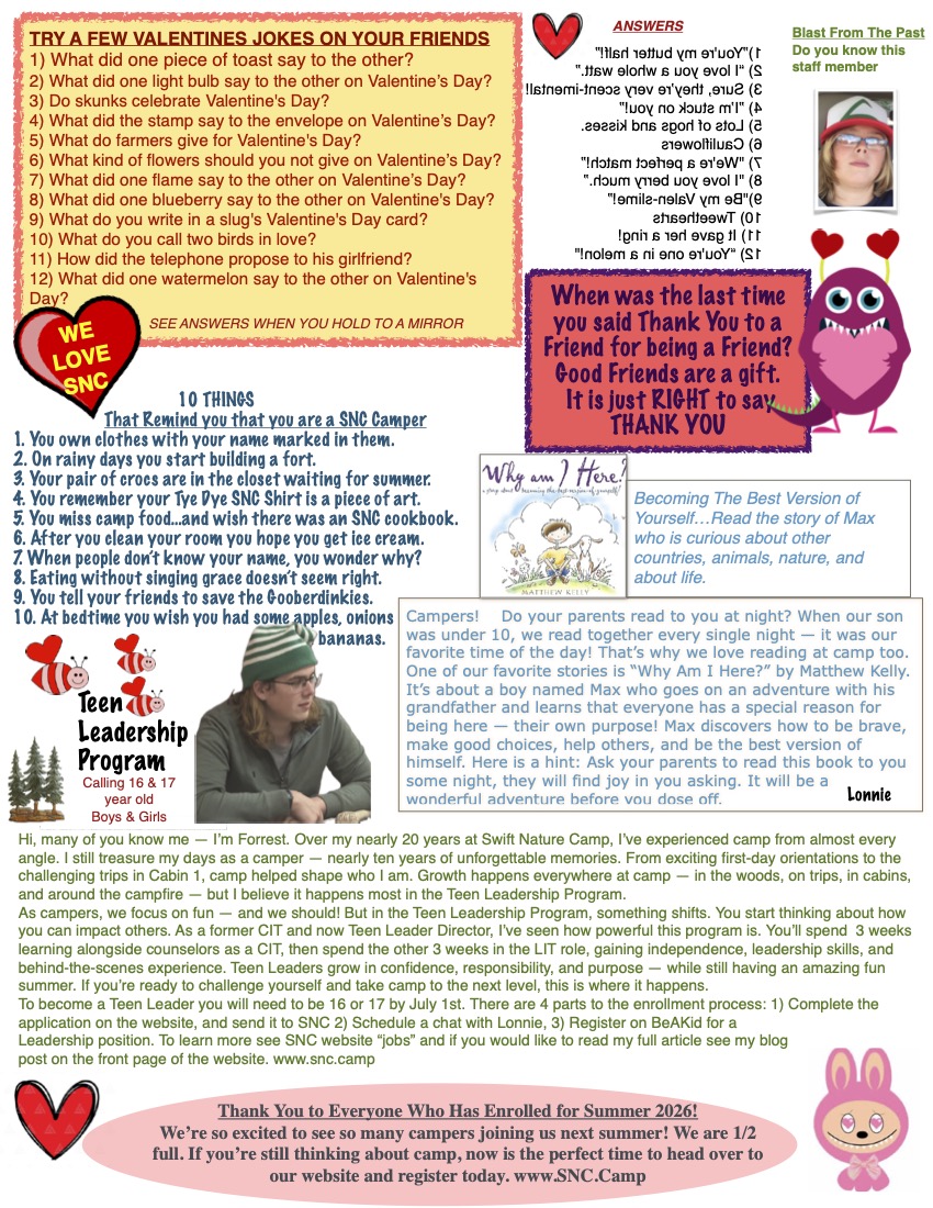 Camp Corner newsletter for Summer Camp Information